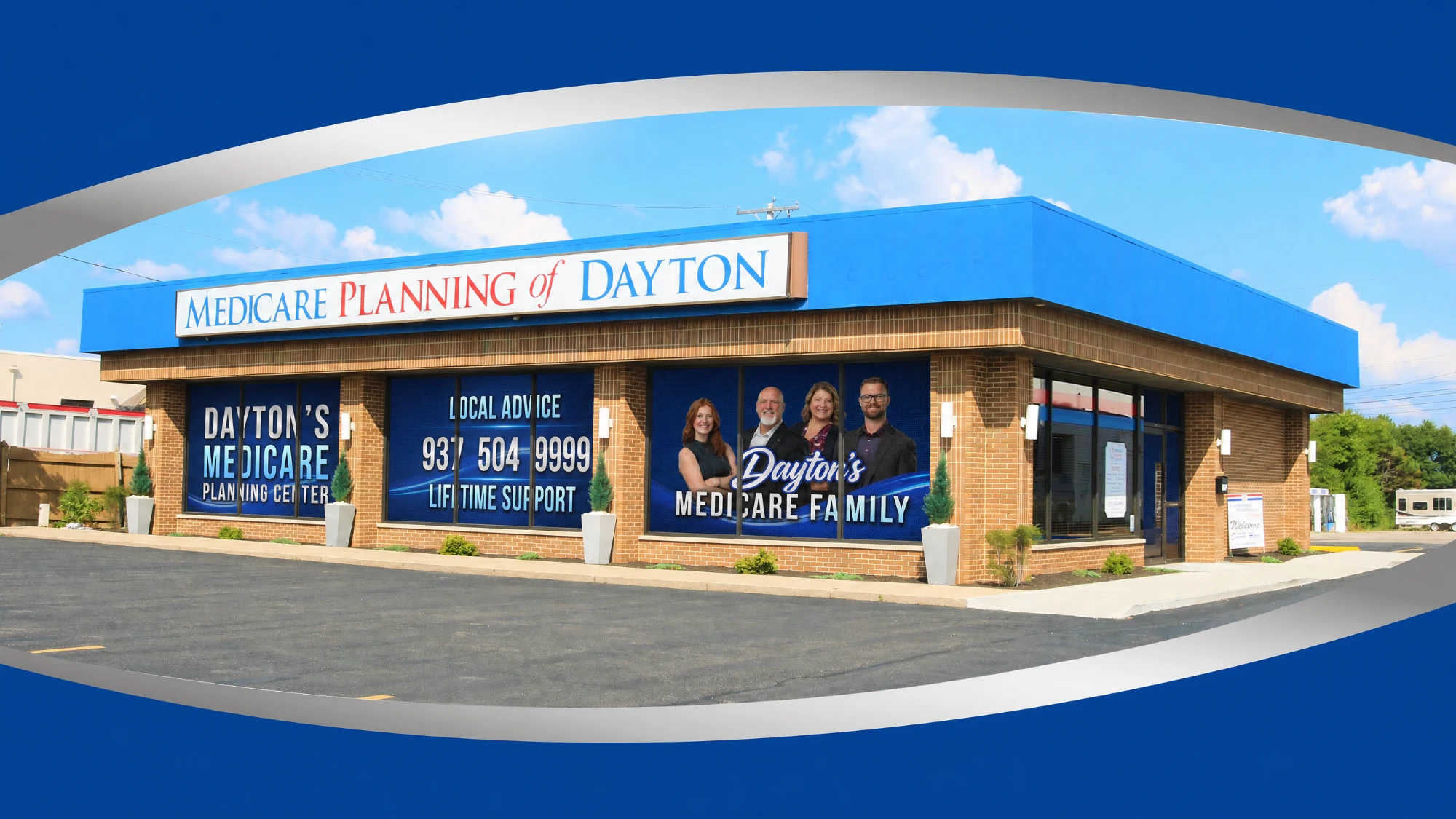 The Medicare Planning of Dayton office on Poe Avenue, with Dayton's Medicare Family on the windows.