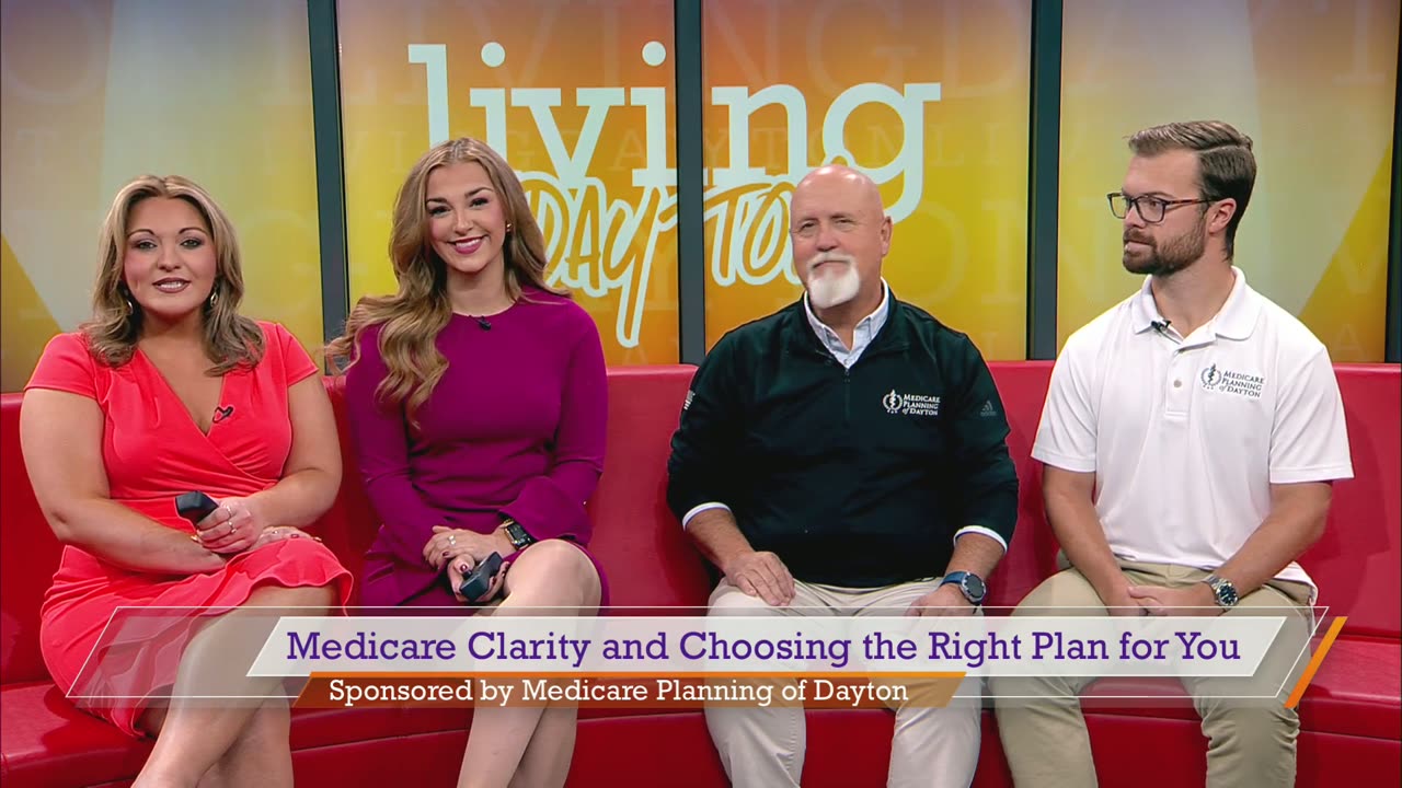 Chris and Tanner Curtis on the Living Dayton couch with the two hosts.